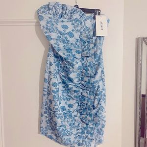 NWT Likely Blue Floral Mini Strapless Dress